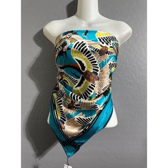 TEREA Women's Standard Aniyah Crane Print Silky Scarf multiple ways to wear NWT - Picture 5 of 7